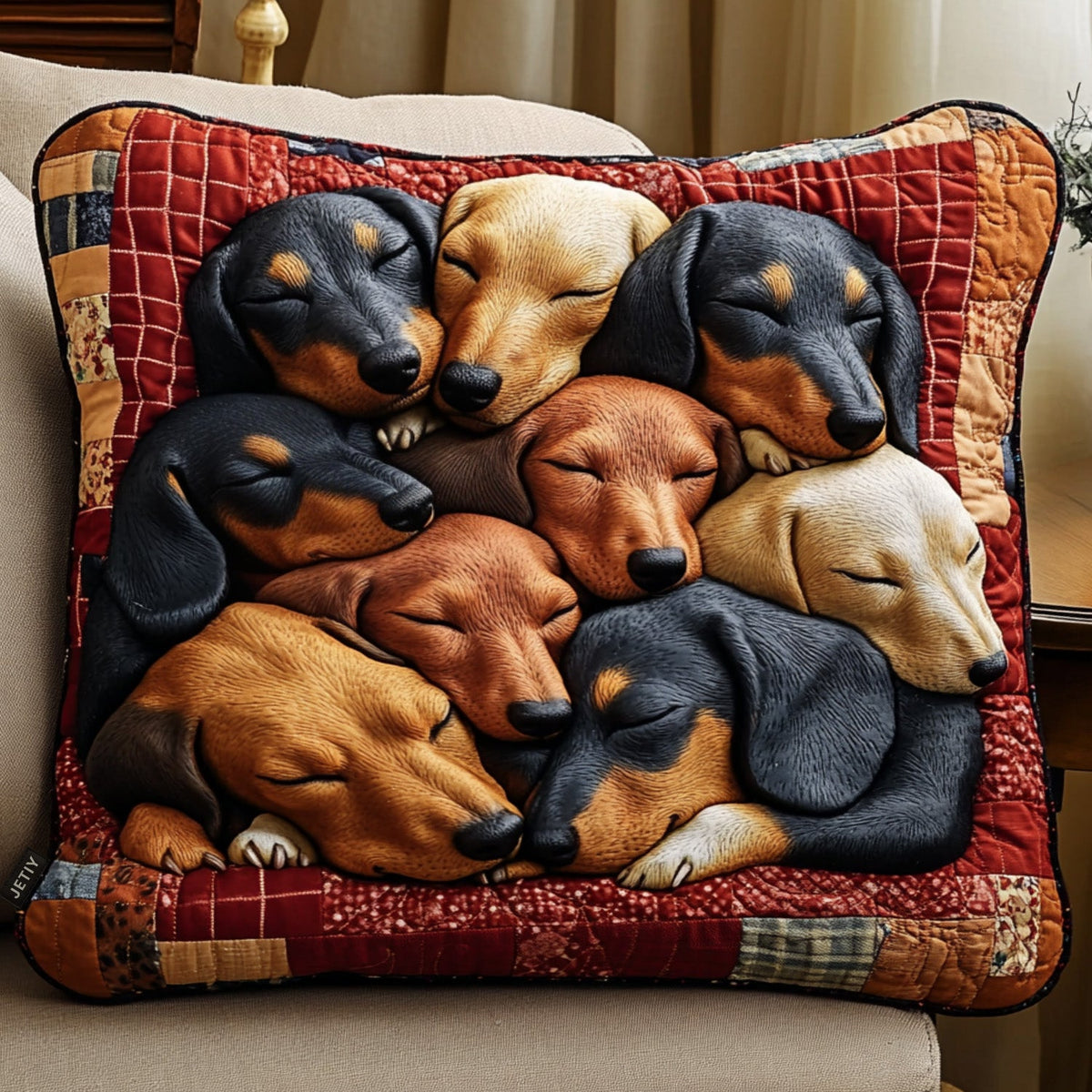 Funda de Almohada Acolchada Dachshund Delight