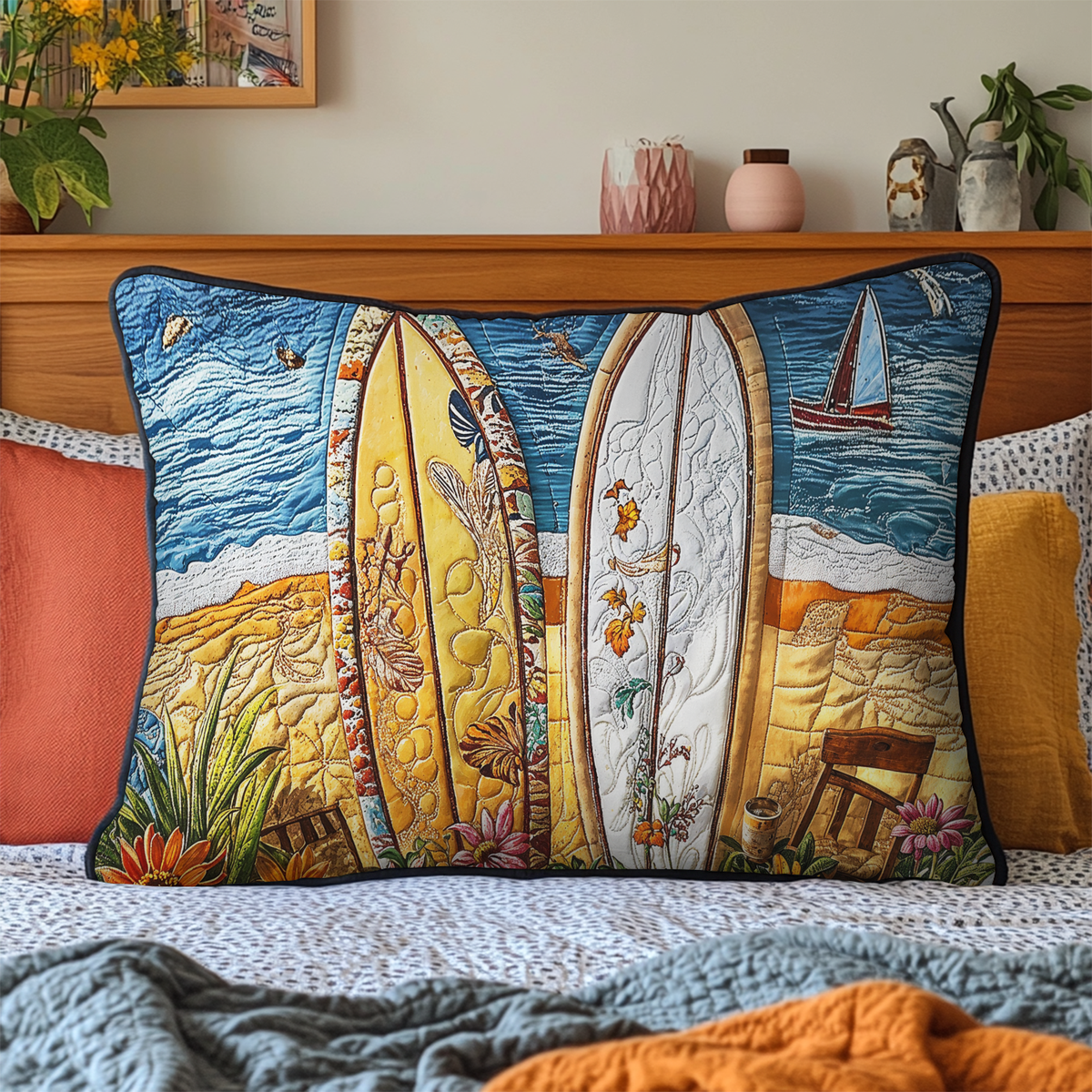 Funda de Almohada de Ropa de Cama Acolchada Island Breeze