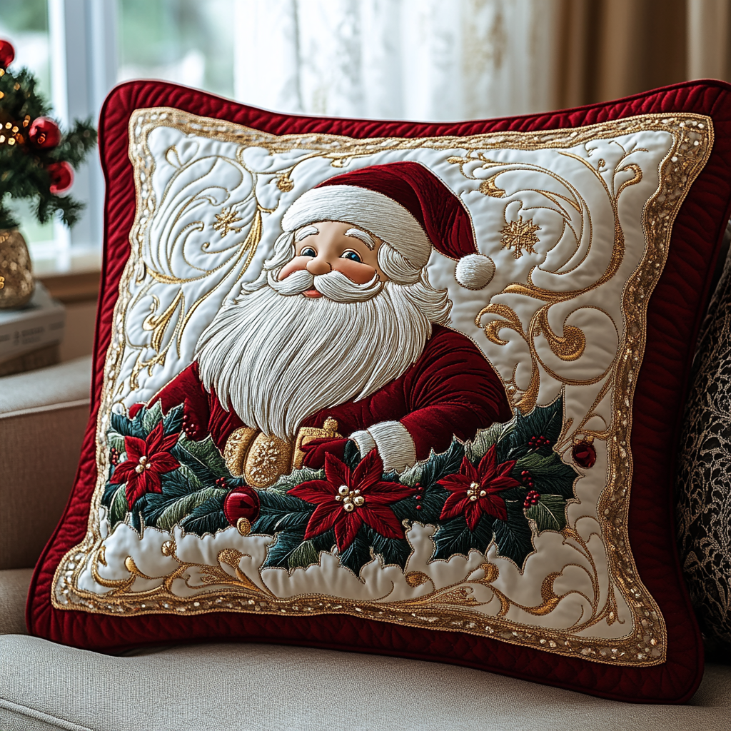 Funda de Almohada Acolchada de Santa Holiday Cheer