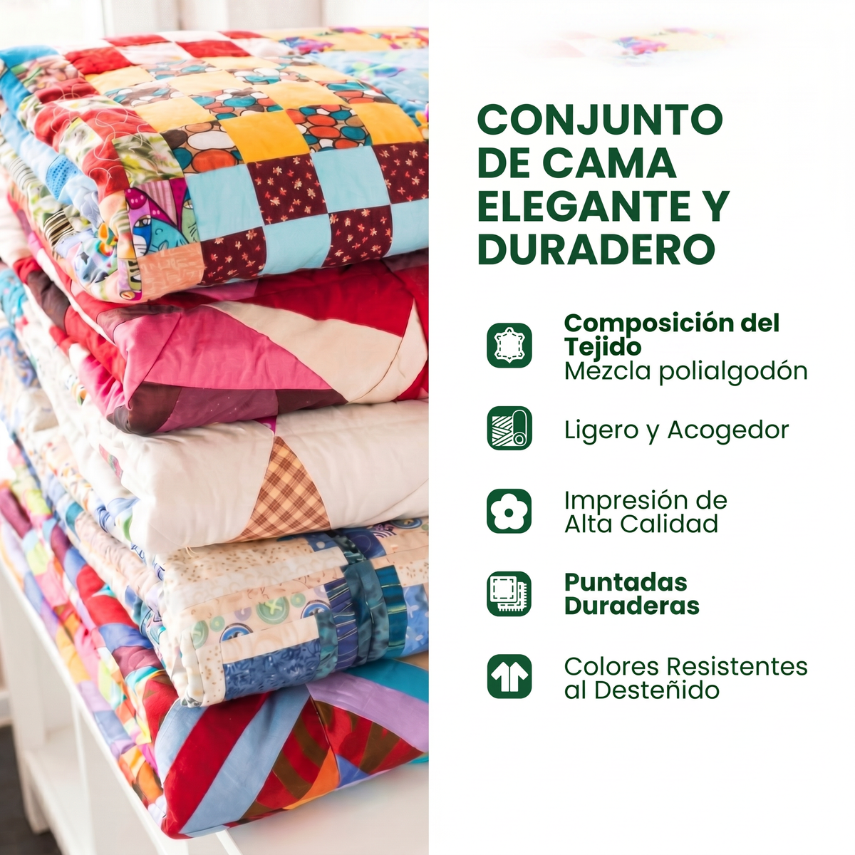 Conjunto de ropa de cama acolchada de 3 piezas - El Retiro de los Lectores Ávidos
