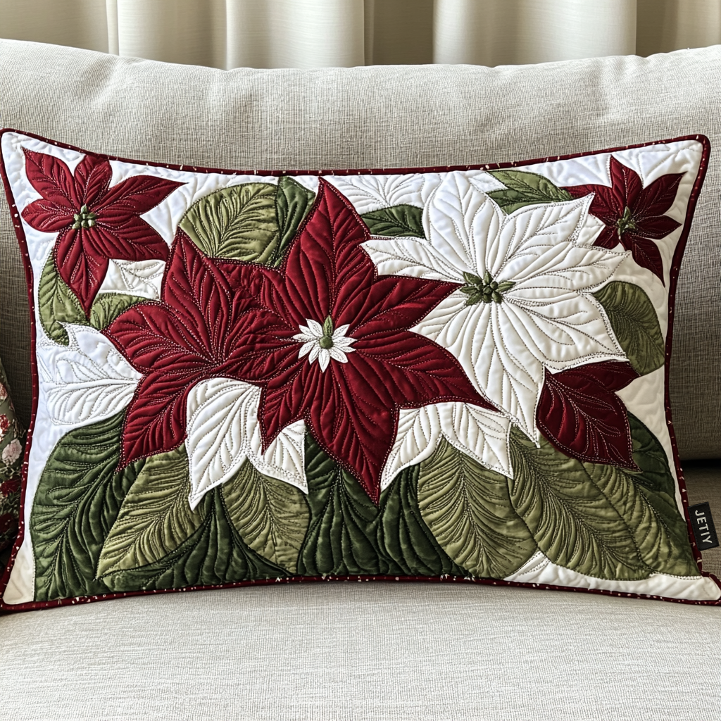 Funda de Almohada de Edredón de Invierno Poinsettia