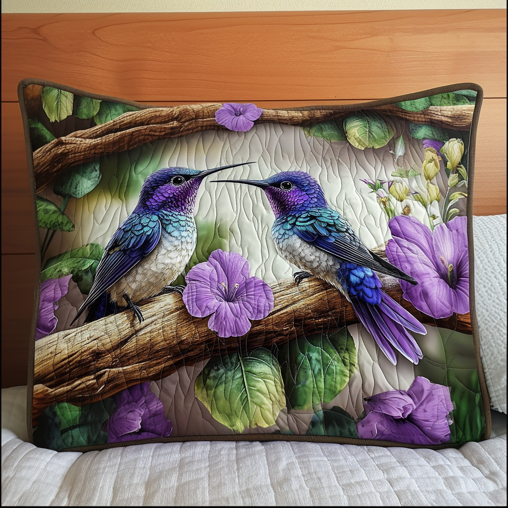 Funda de Almohada de Cama Acolchada Amethyst Lovebirds