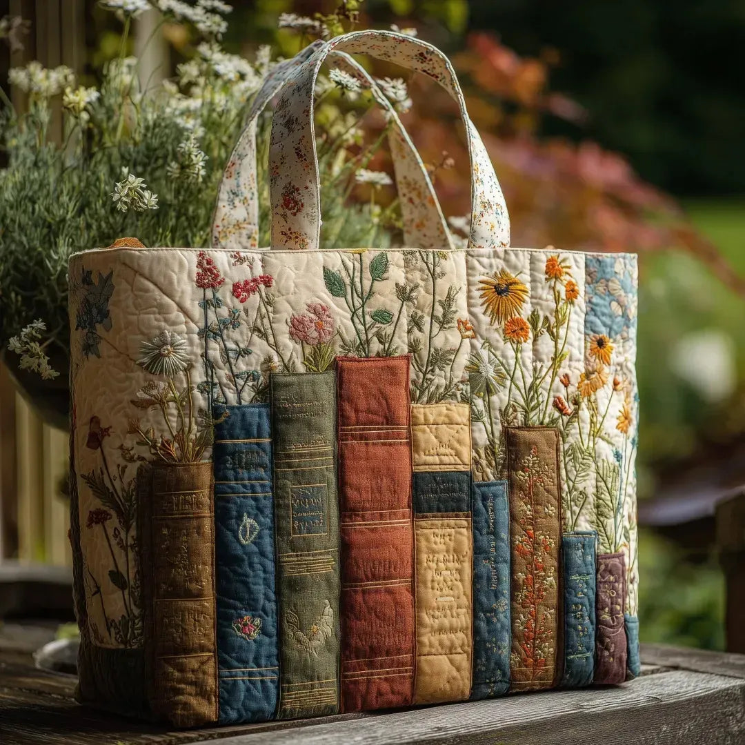 Bolsa Acolchada Colección Libros y Flores