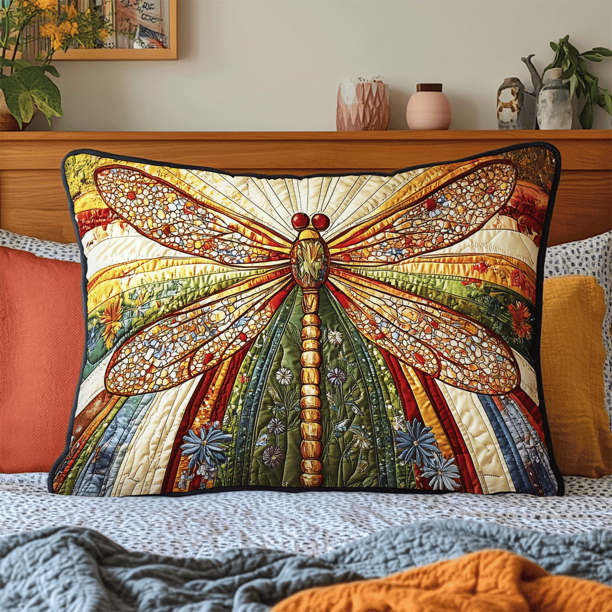 Funda de Almohada Acolchada Dragón Dorado