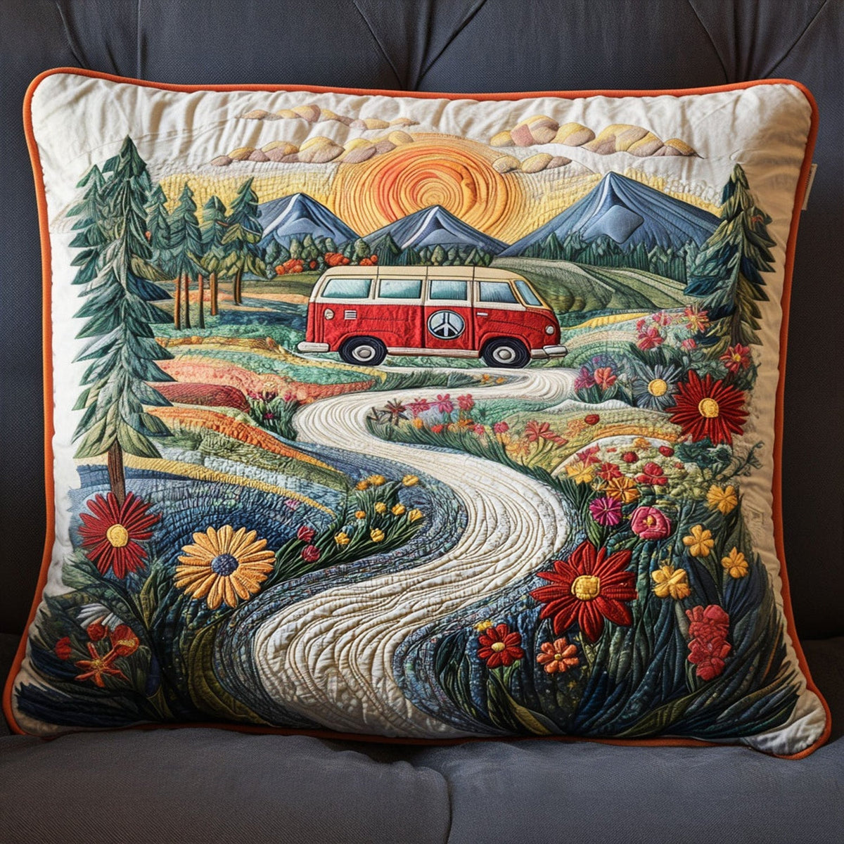 Funda de Almohada Acolchada Vintage Wanderlust