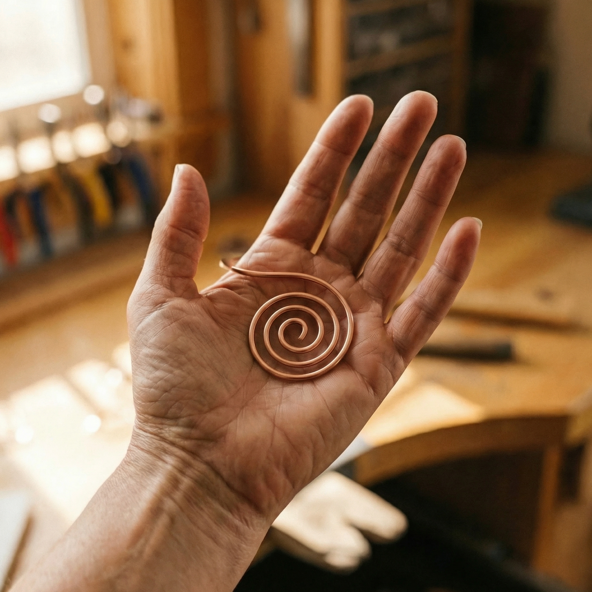 Pulsera de Cobre Artesanal en Espiral